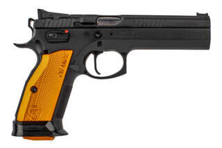 CZ75 Tactical Sport Orange 9mm Pistol features a flat single action only trigger